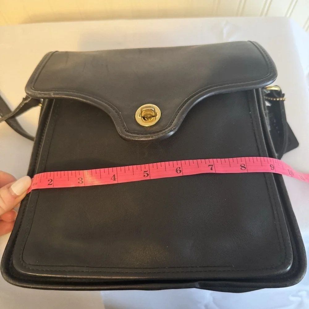 Vintage Coach Shelton Black Leather Shoulder Crossbody Bag Purse #9917